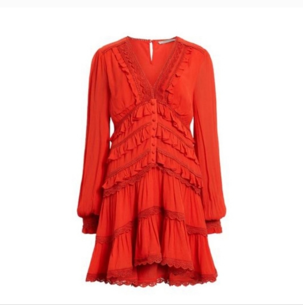 NWOT AllSaints $329 Zora Ruffled Dress Size XL